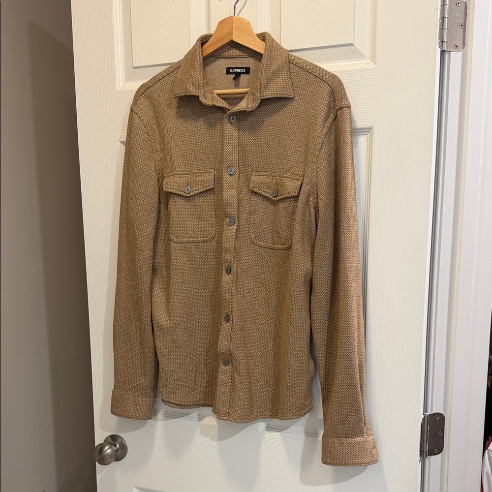 Express Men's Tan Casual Button Down Shirt